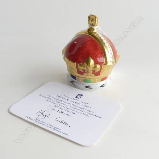 A Royal Crown Derby porcelain paperweight Prince of Wales Coronet, limited edition 194/950